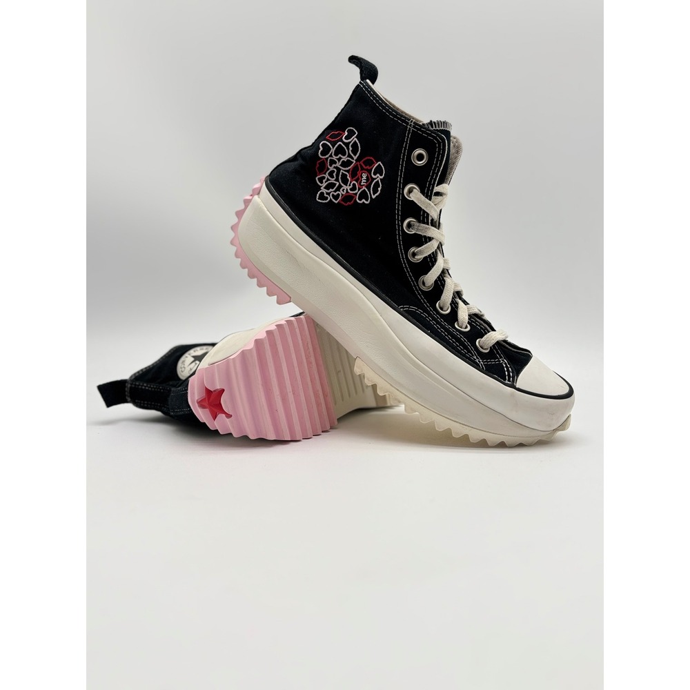 Converse Run Star Hike Hi Crafted With Love Black PinkHearts A01598C Womens10.5